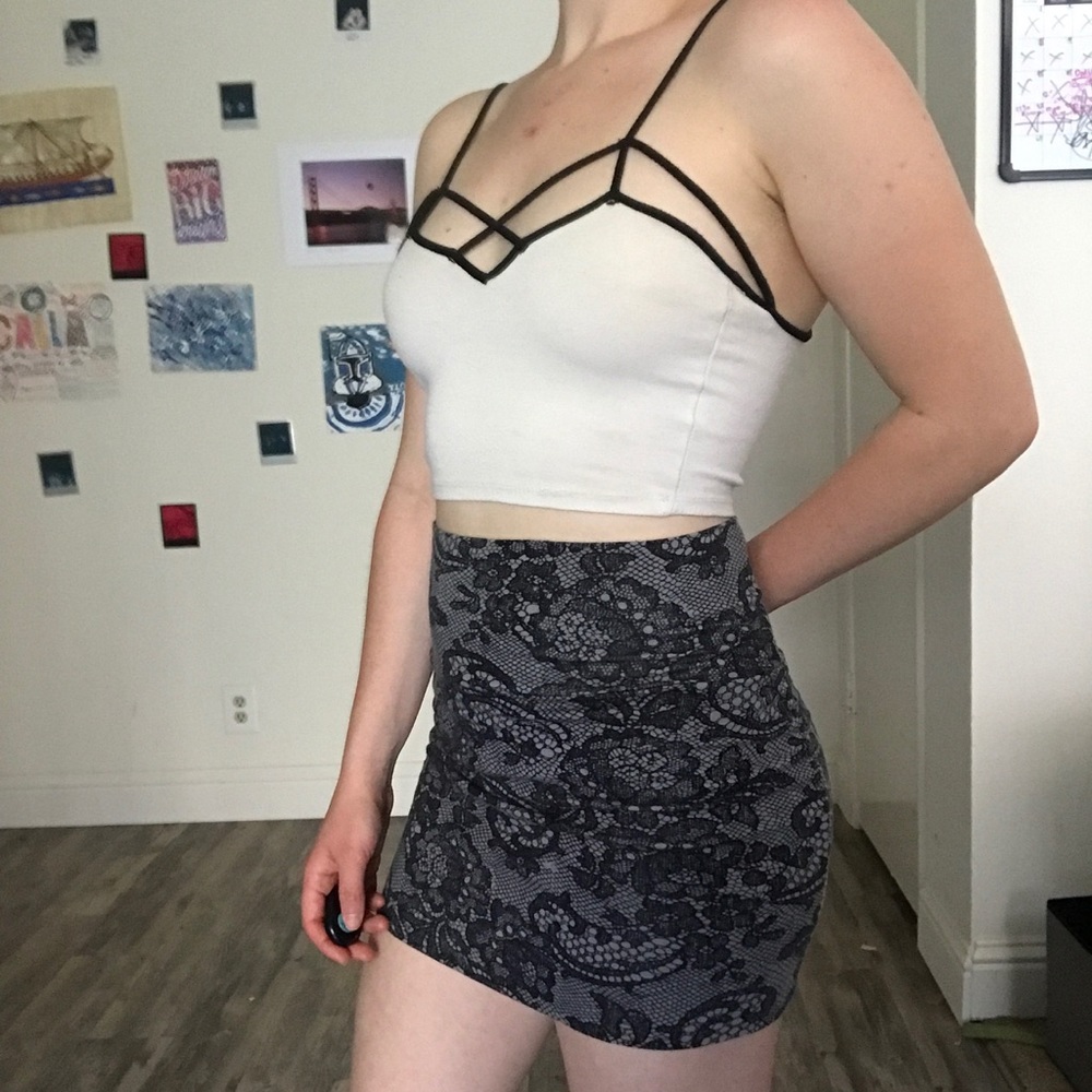 Cropped top with Flower Mini Skirt